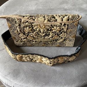 Vintage SET Belt & Handbag Gold Black UNIQUE